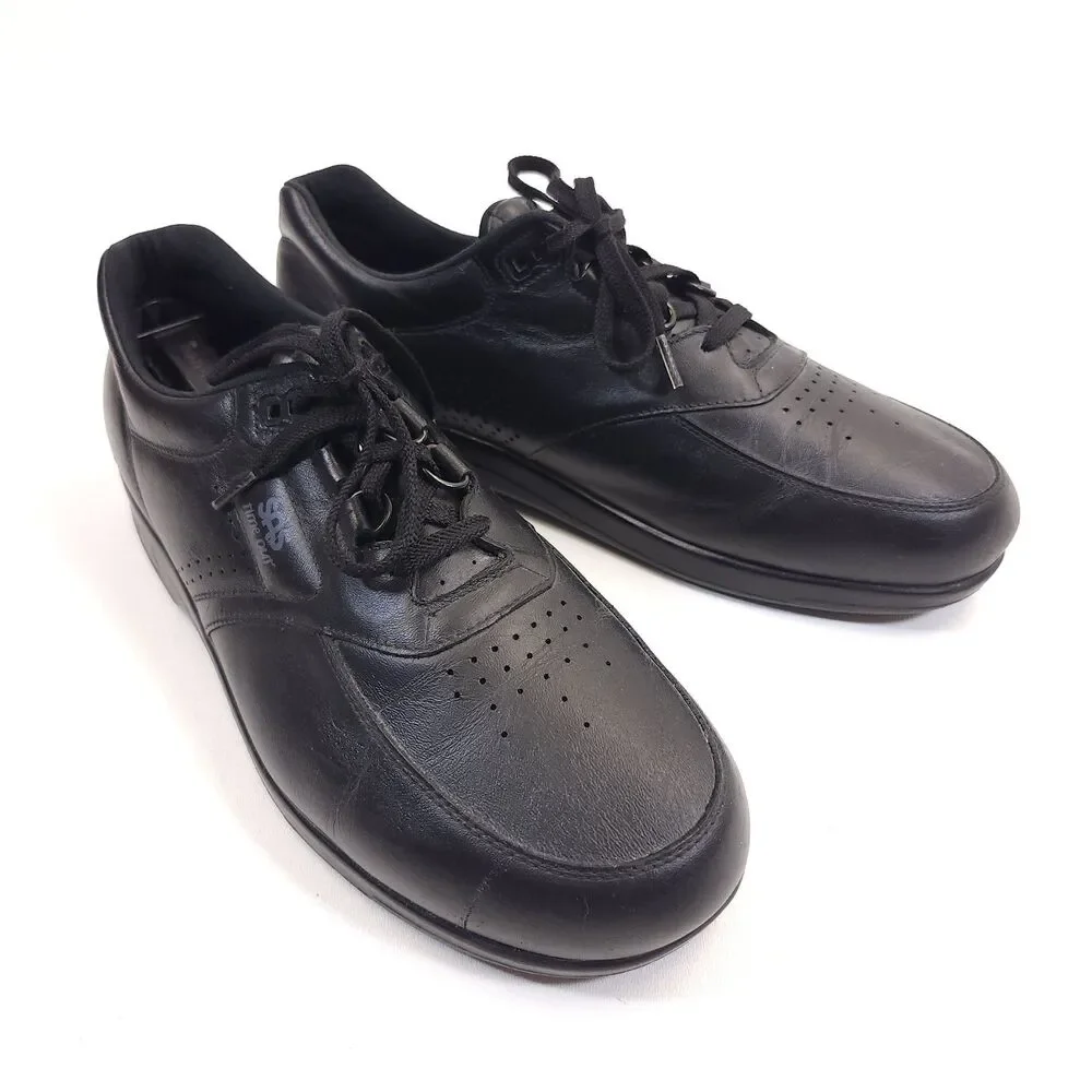SAS Time Out Mens 12 M Black Leather Walking Shoes Comfort Lace Up Made In USA
